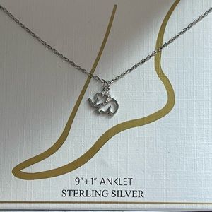 New in box sterling silver elephant ankle bracelet